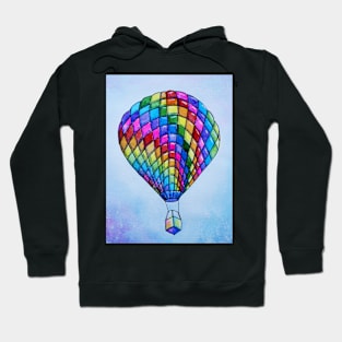 Rainbow Watercolor Hot Air Balloon Hoodie